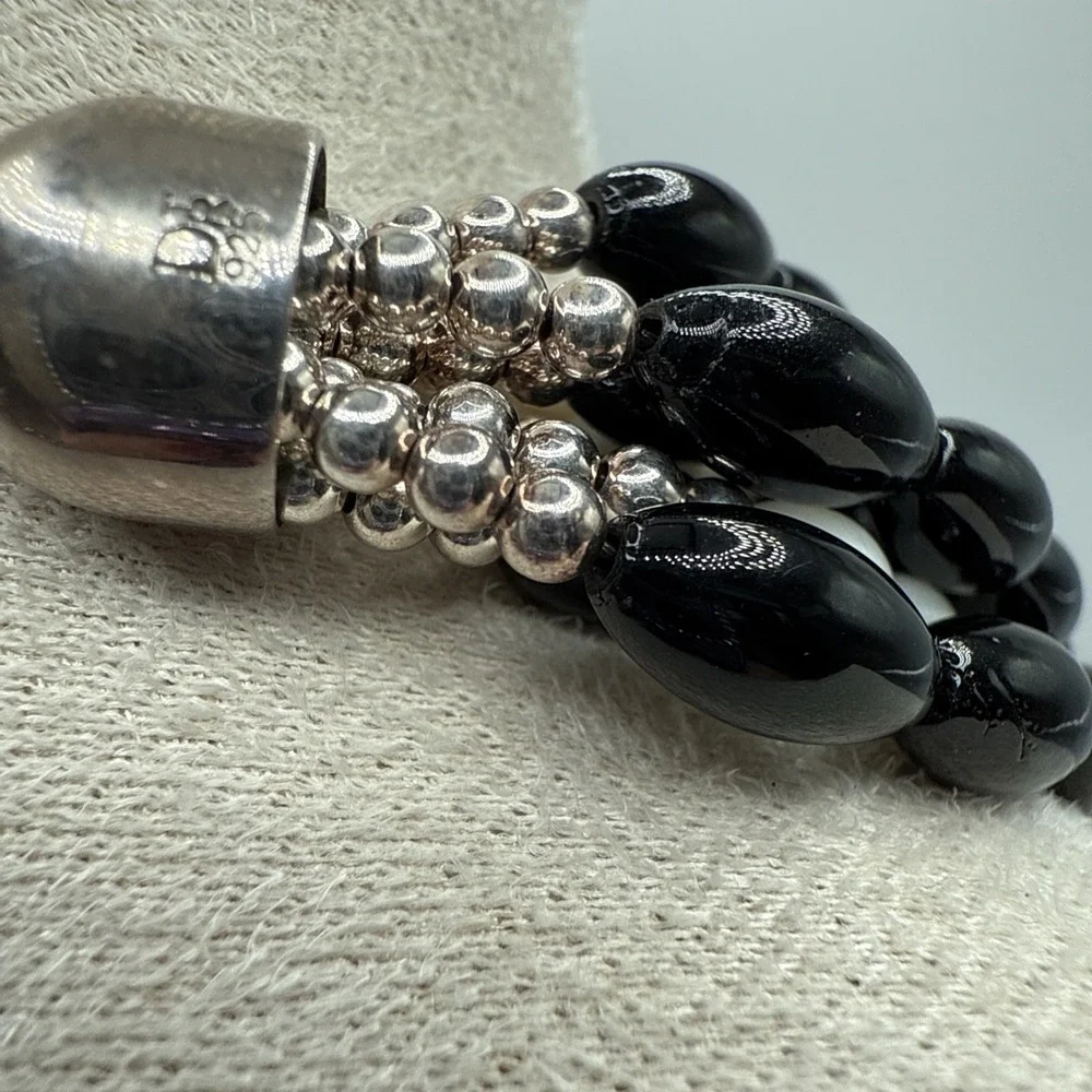 JAY KING DTR Sterling Silver Black Onyx White Coral Beaded Torsade Necklace